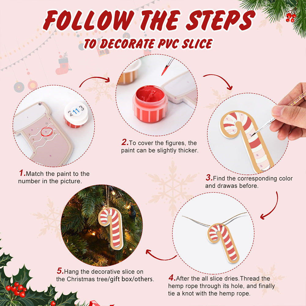 8Pcs Christmas Ornament Paint by Numbers | Christmas Letters Set