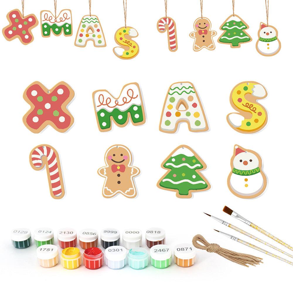 8Pcs Christmas Ornament Paint by Numbers | Christmas Letters Set