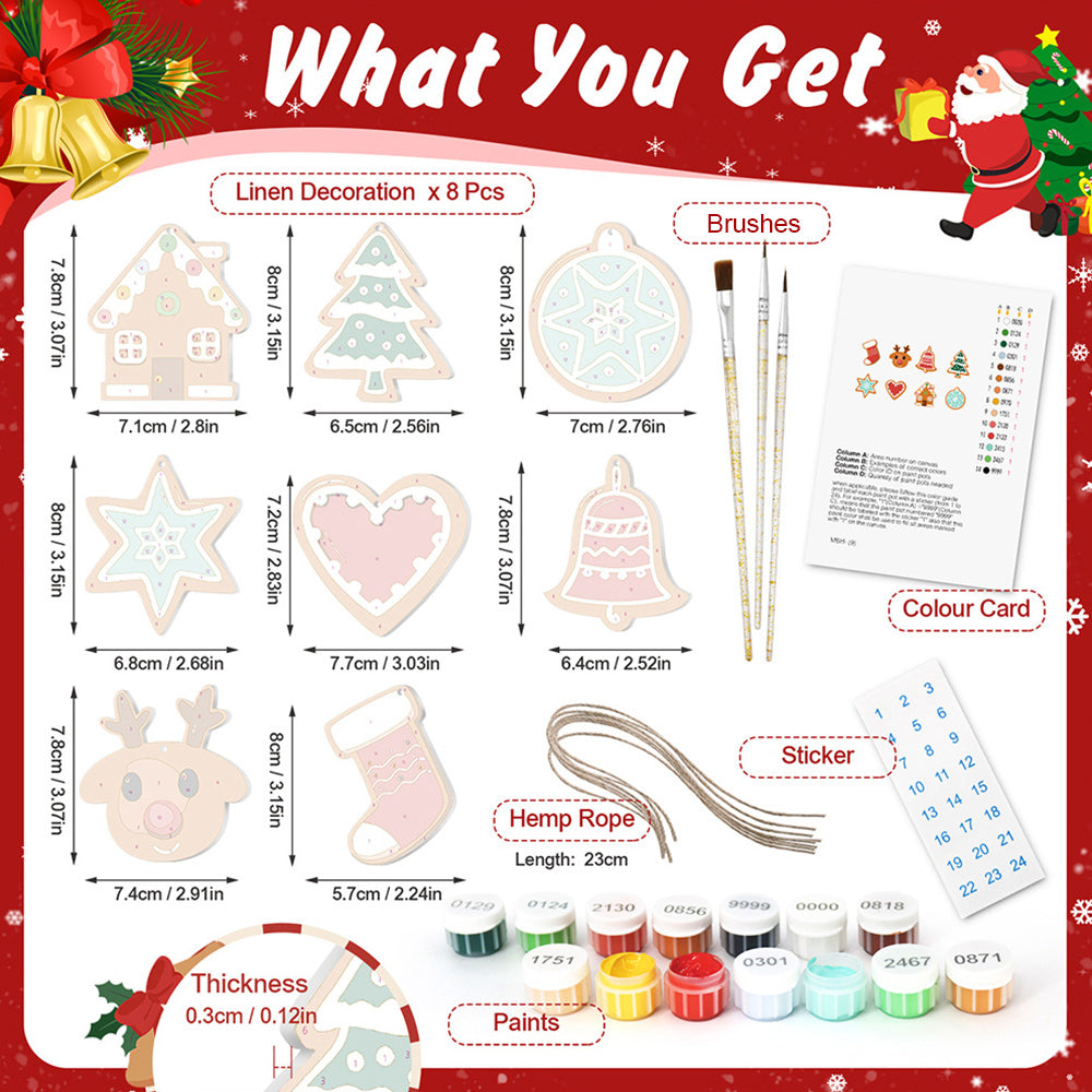8Pcs Christmas Ornament Paint by Numbers | Christmas Magic Star Set