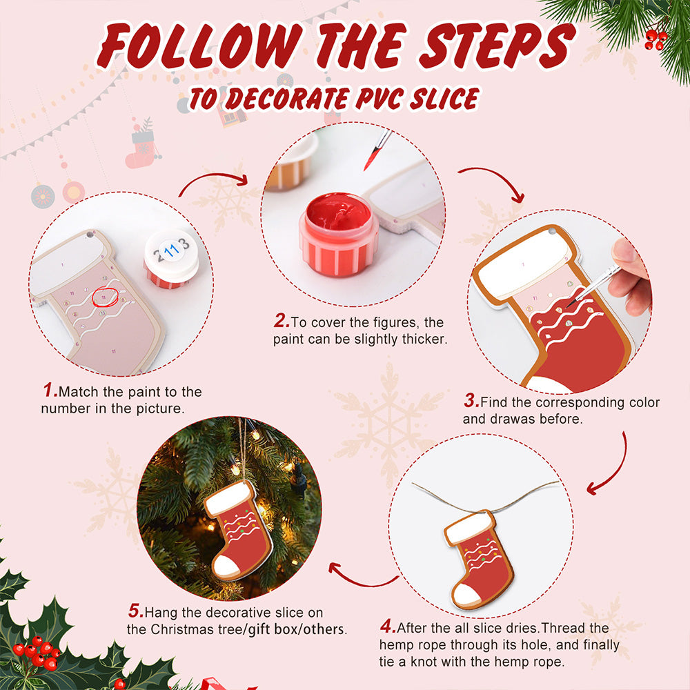8Pcs Christmas Ornament Paint by Numbers | Christmas Magic Star Set