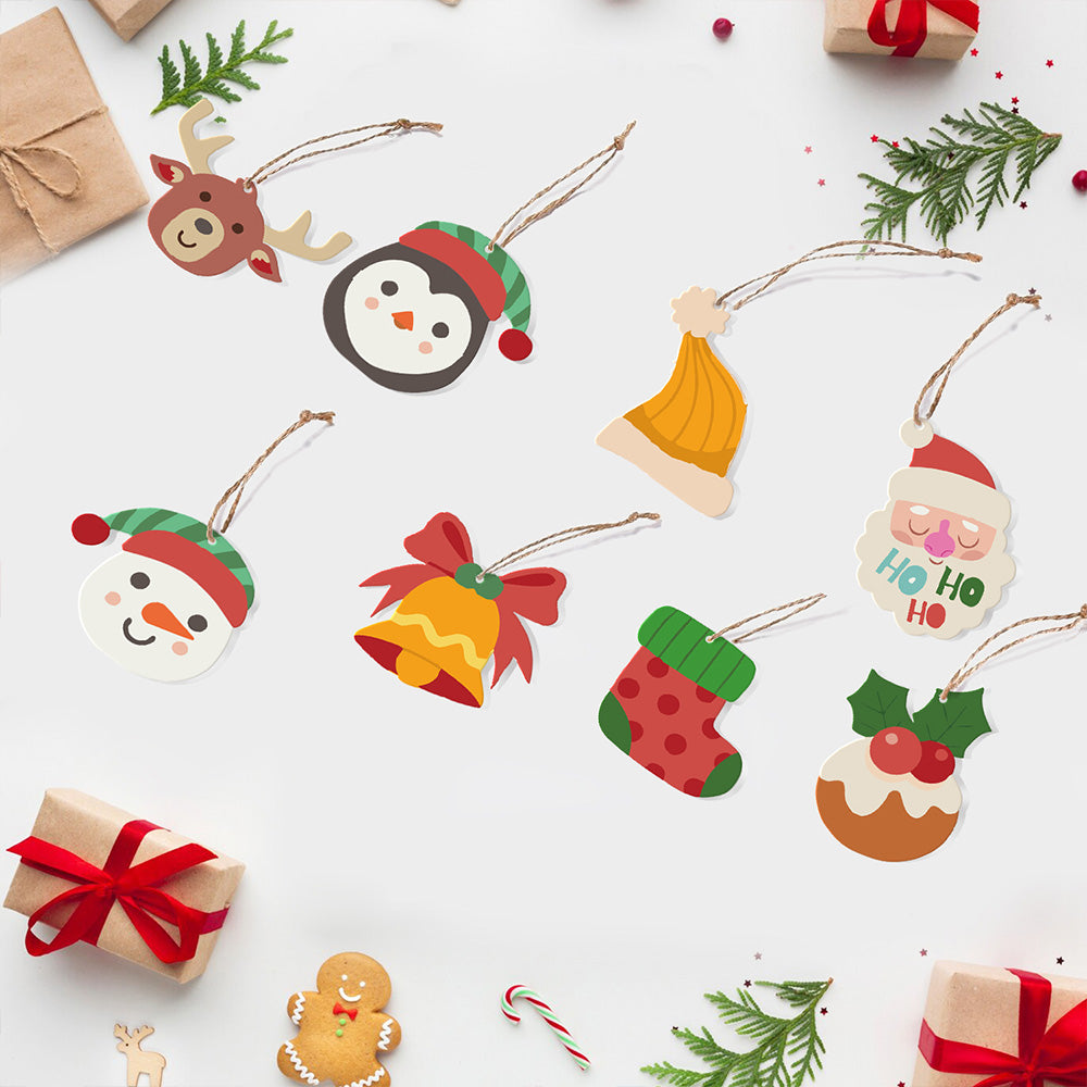 8Pcs Christmas Ornament Paint by Numbers | Elk and Penguin Set