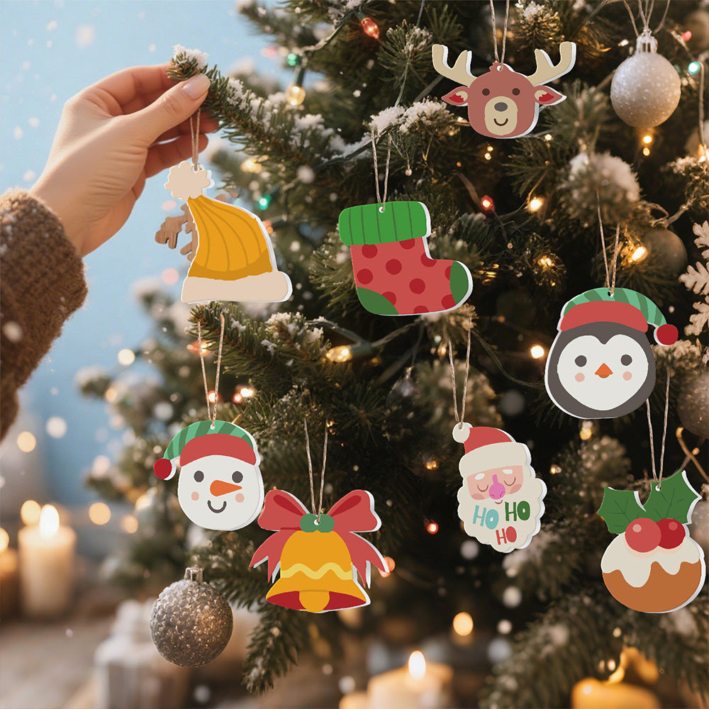 8Pcs Christmas Ornament Paint by Numbers | Elk and Penguin Set