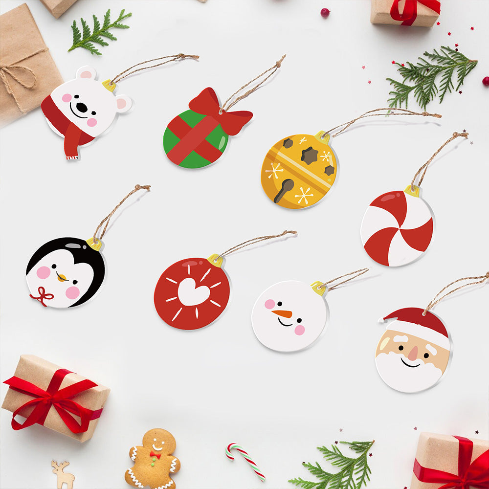 8Pcs Christmas Ornament Paint by Numbers | Gift and Animals Set