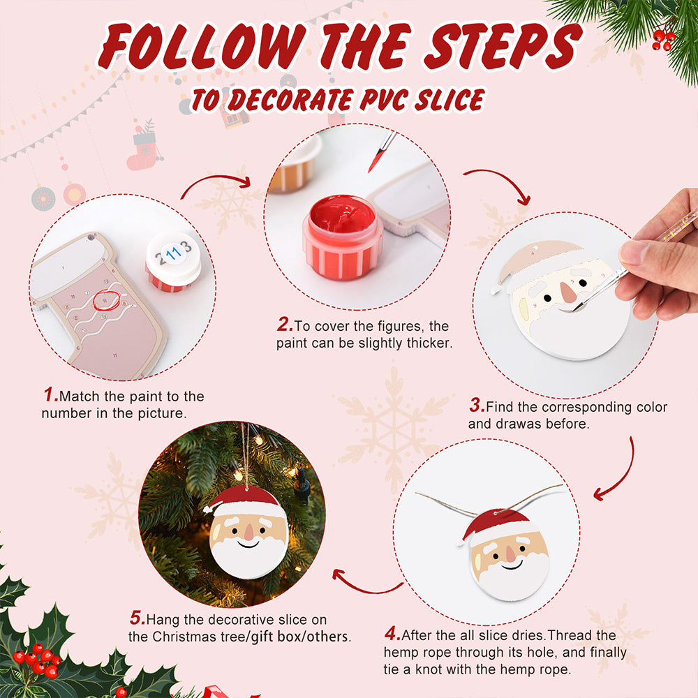 8Pcs Christmas Ornament Paint by Numbers | Gift and Animals Set