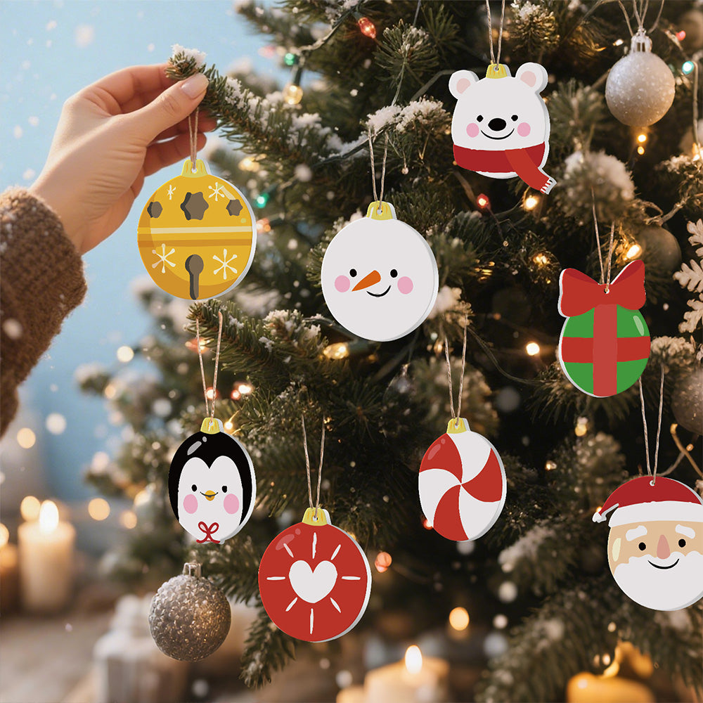 8Pcs Christmas Ornament Paint by Numbers | Gift and Animals Set