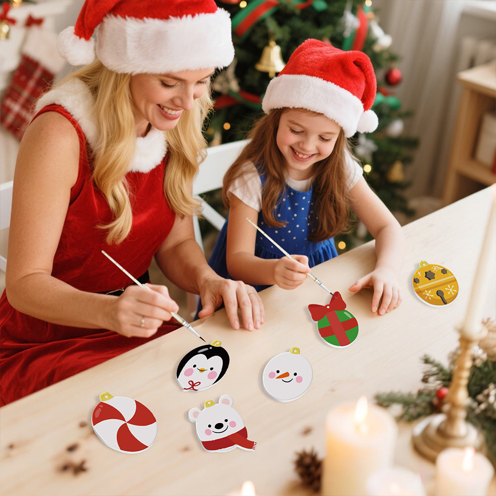 8Pcs Christmas Ornament Paint by Numbers | Gift and Animals Set