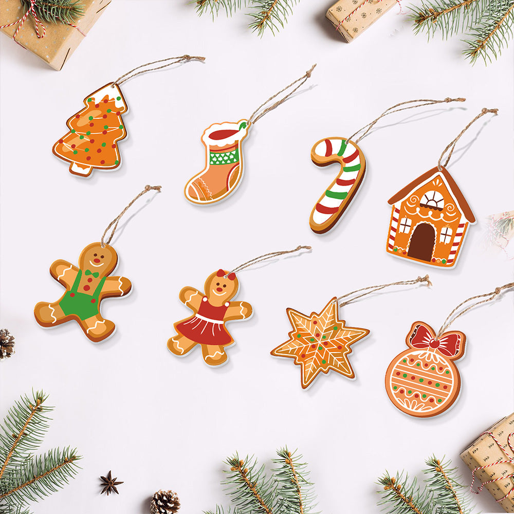 8Pcs Christmas Ornament Paint by Numbers | Gingerbread Man Set