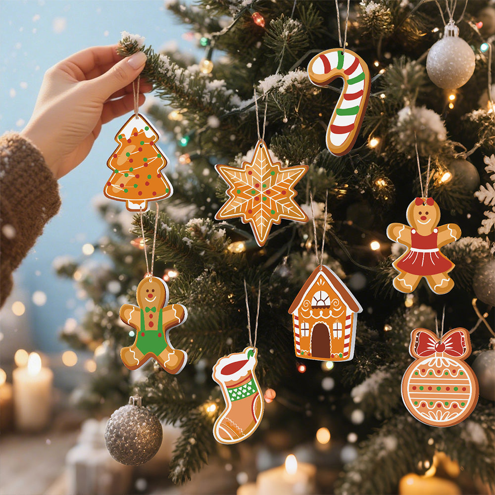 8Pcs Christmas Ornament Paint by Numbers | Gingerbread Man Set