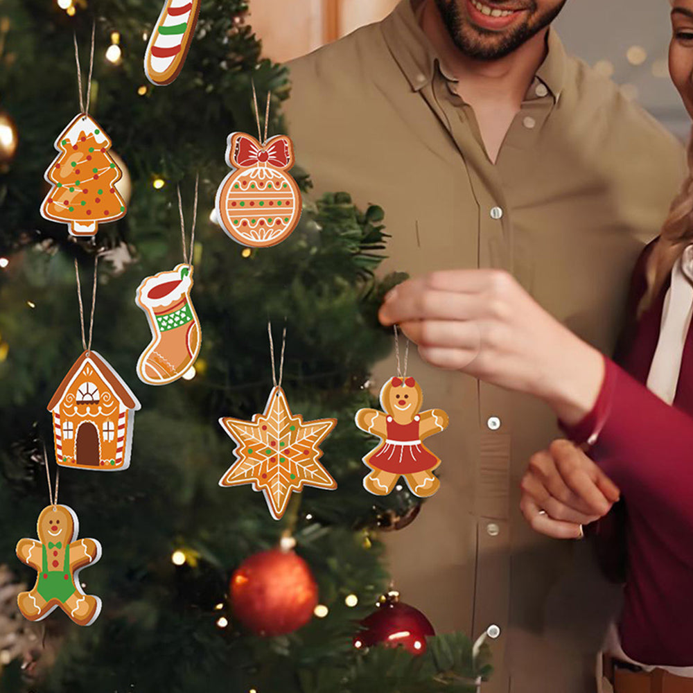 8Pcs Christmas Ornament Paint by Numbers | Gingerbread Man Set