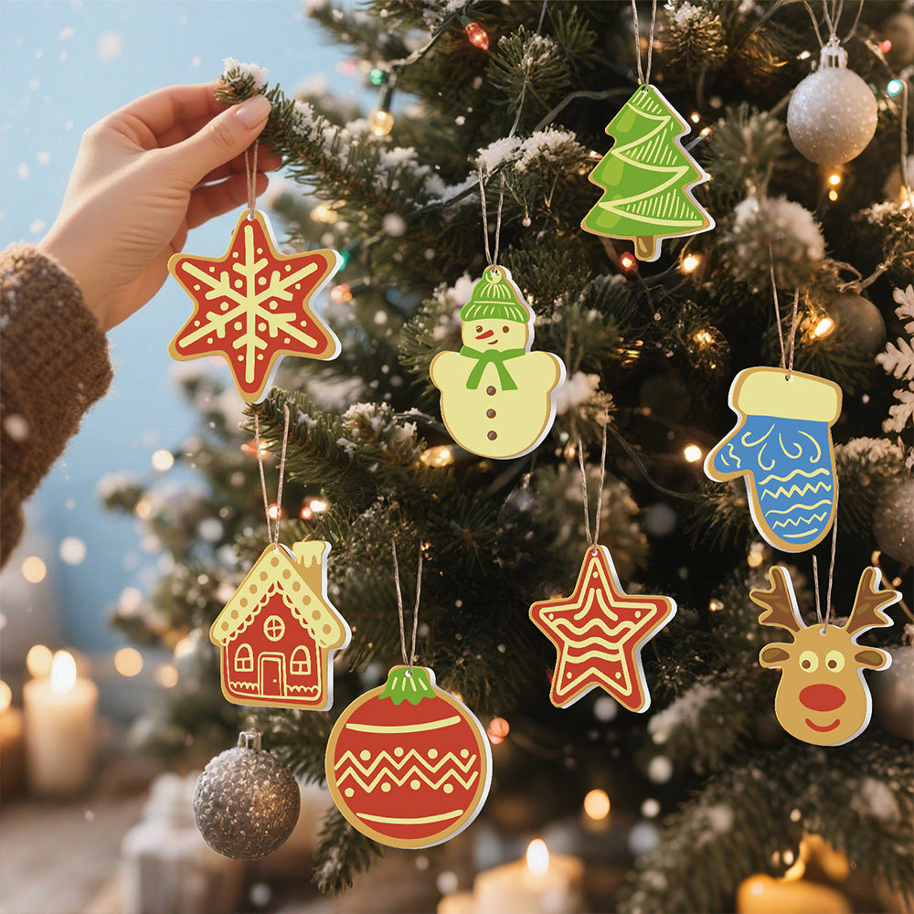 8Pcs Christmas Ornament Paint by Numbers | House and Stars Set