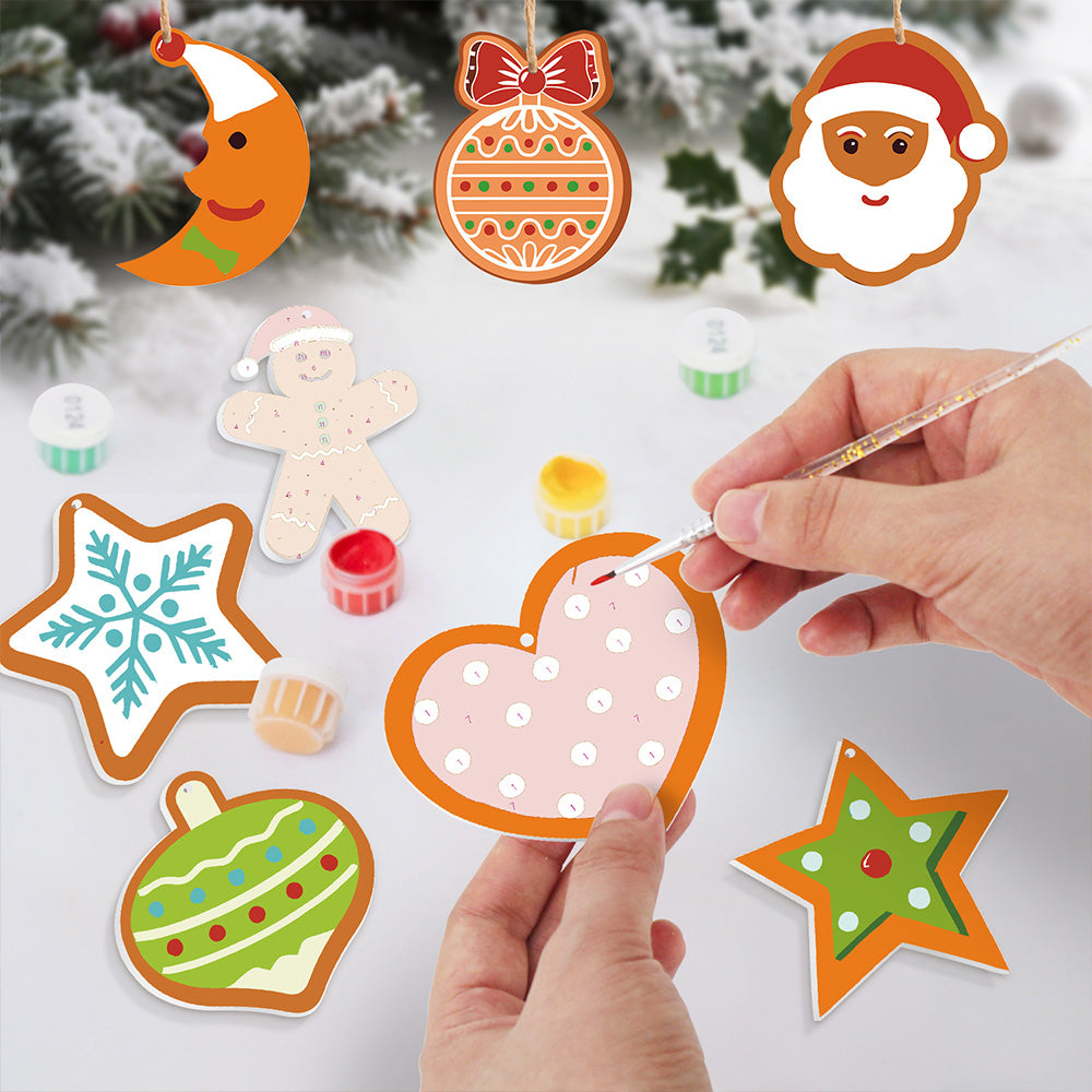 8Pcs Christmas Ornament Paint by Numbers | Moon and Stars Set