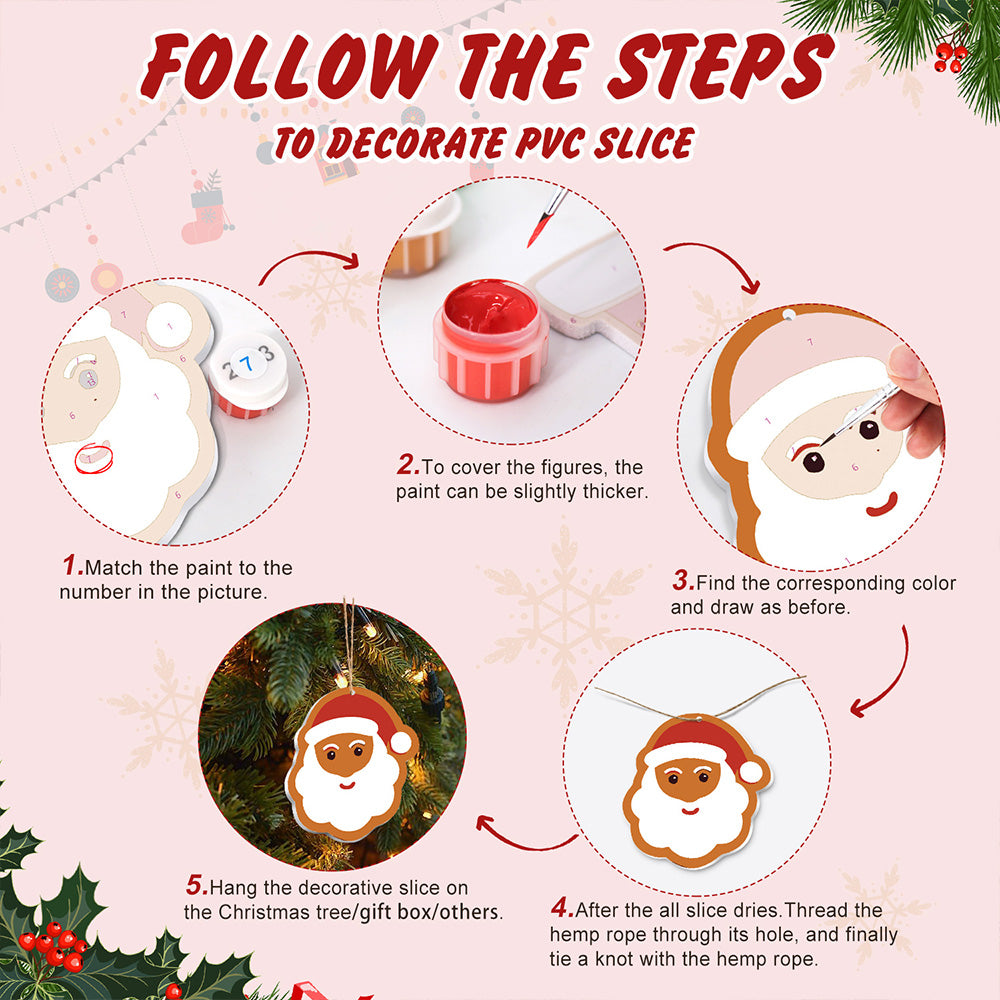 8Pcs Christmas Ornament Paint by Numbers | Moon and Stars Set