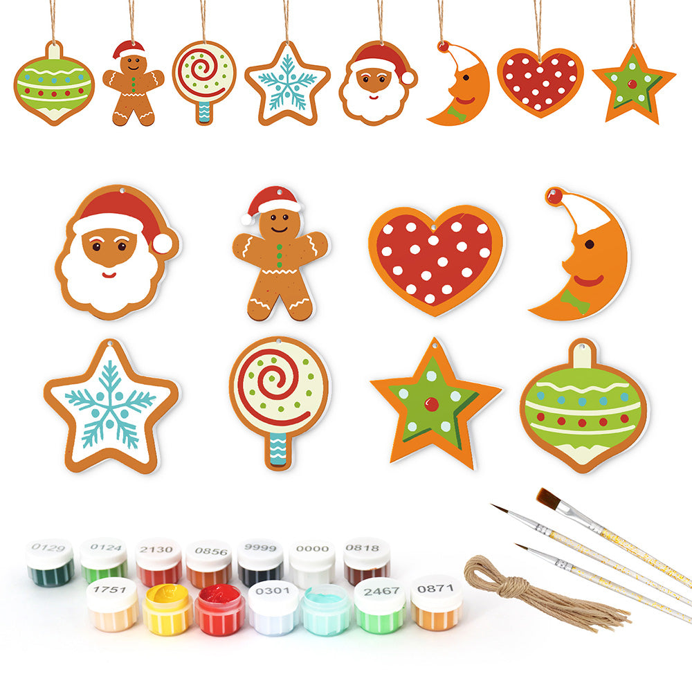 8Pcs Christmas Ornament Paint by Numbers | Moon and Stars Set