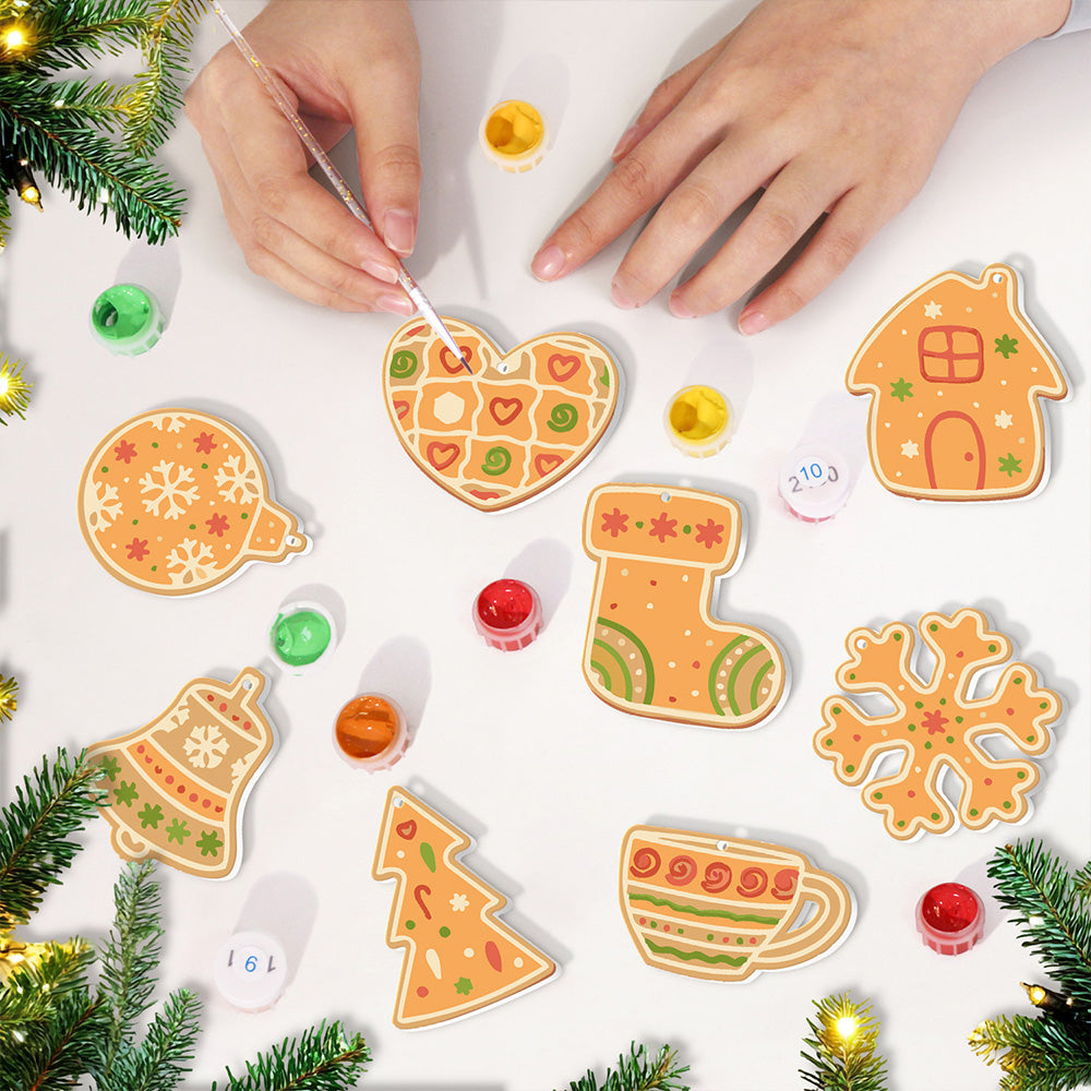 8Pcs Christmas Ornament Paint by Numbers | Orange Decoration Set