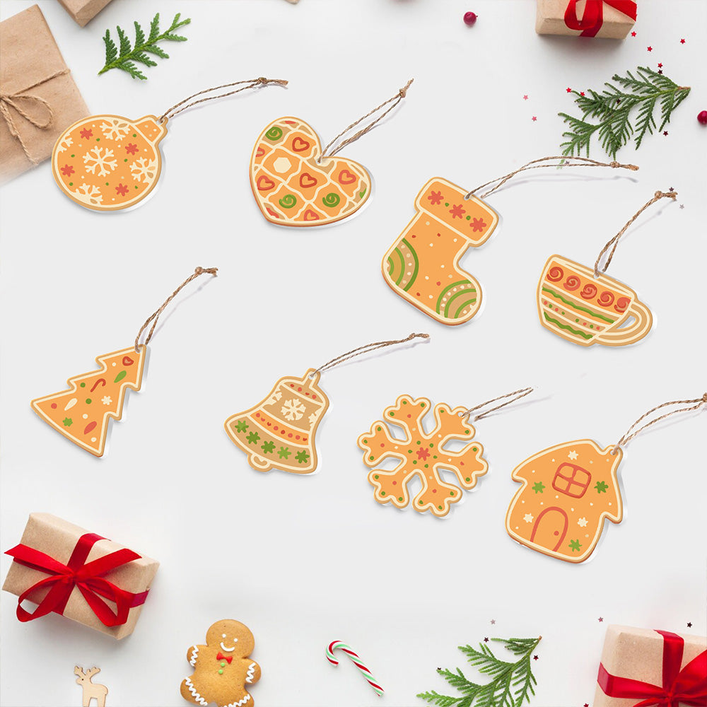 8Pcs Christmas Ornament Paint by Numbers | Orange Decoration Set