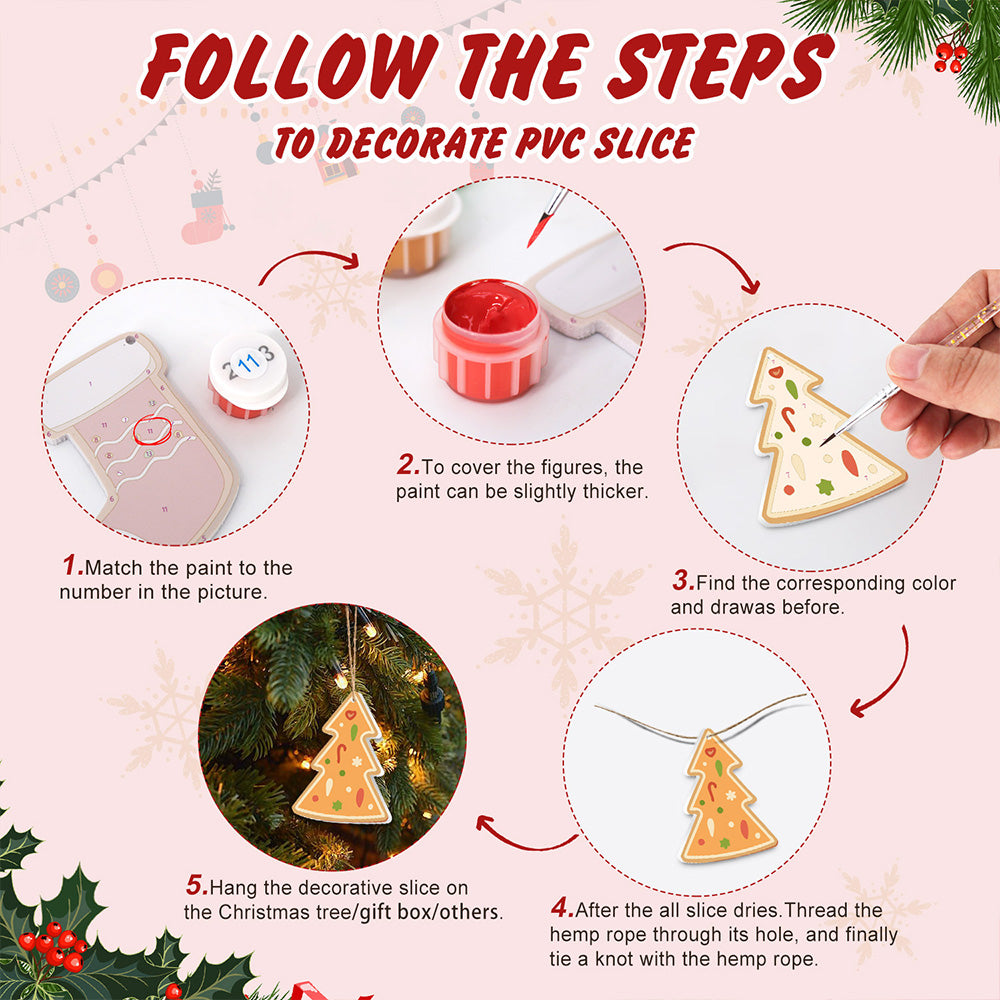 8Pcs Christmas Ornament Paint by Numbers | Orange Decoration Set