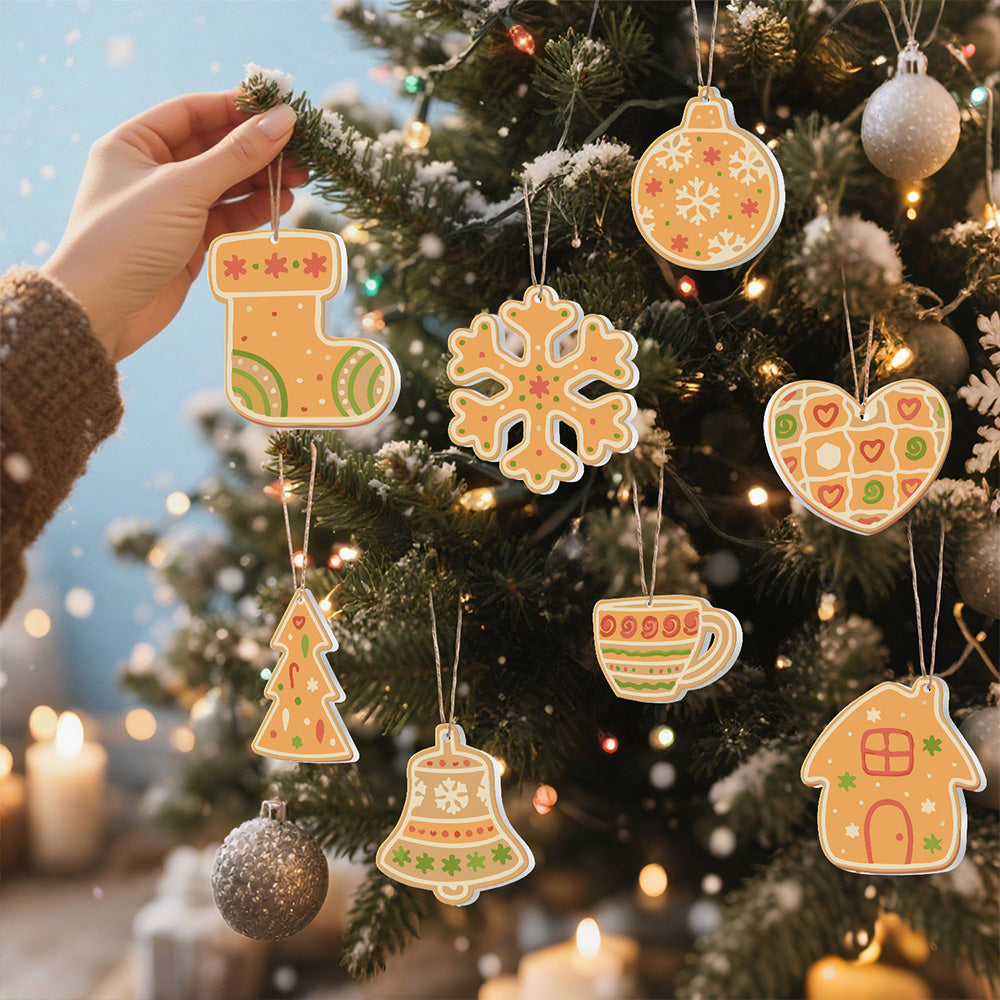 8Pcs Christmas Ornament Paint by Numbers | Orange Decoration Set