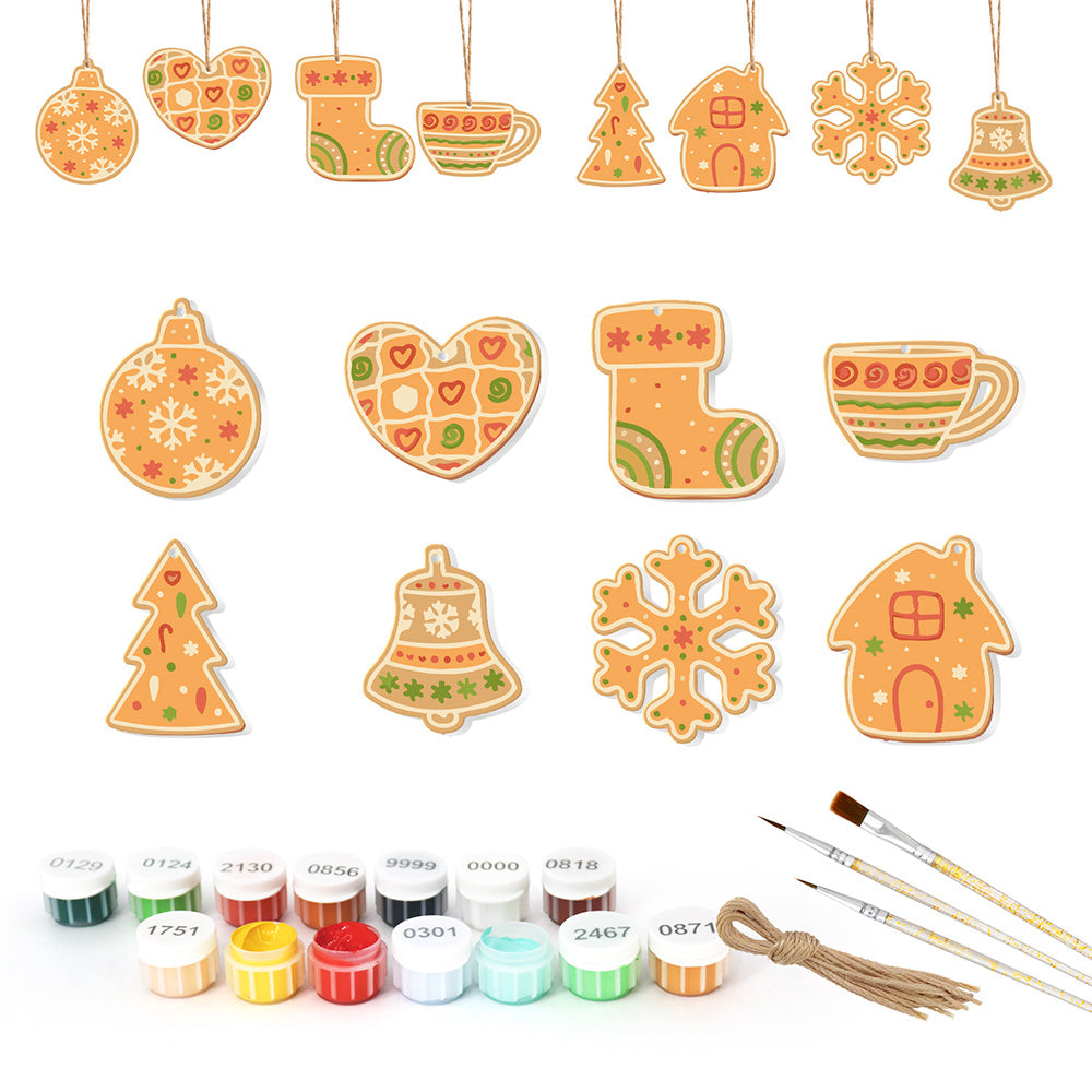 8Pcs Christmas Ornament Paint by Numbers | Orange Decoration Set