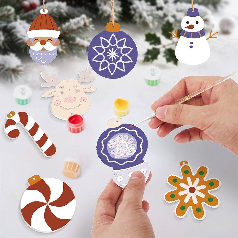 8Pcs Christmas Ornament Paint by Numbers | Purple Decoration Set