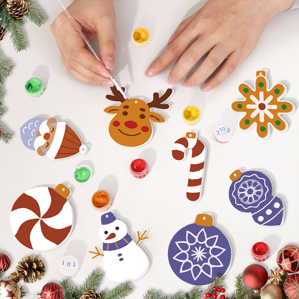 8Pcs Christmas Ornament Paint by Numbers | Purple Decoration Set
