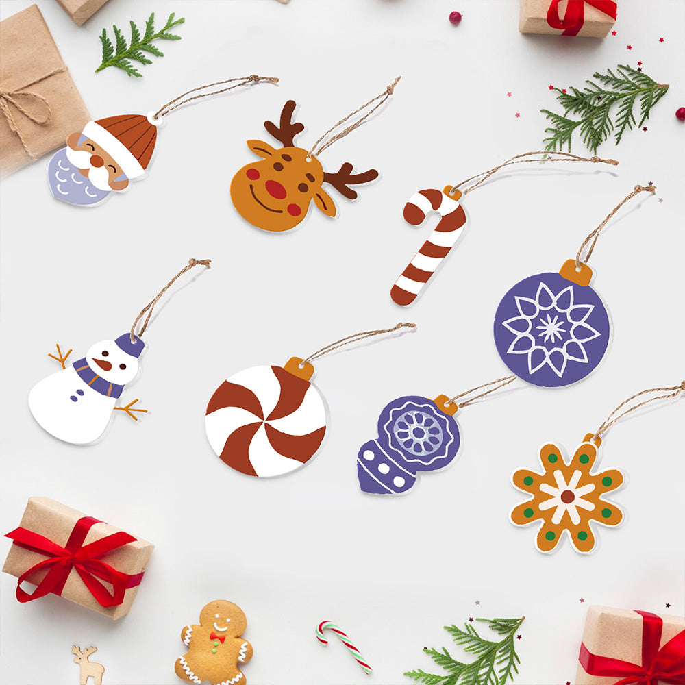 8Pcs Christmas Ornament Paint by Numbers | Purple Decoration Set