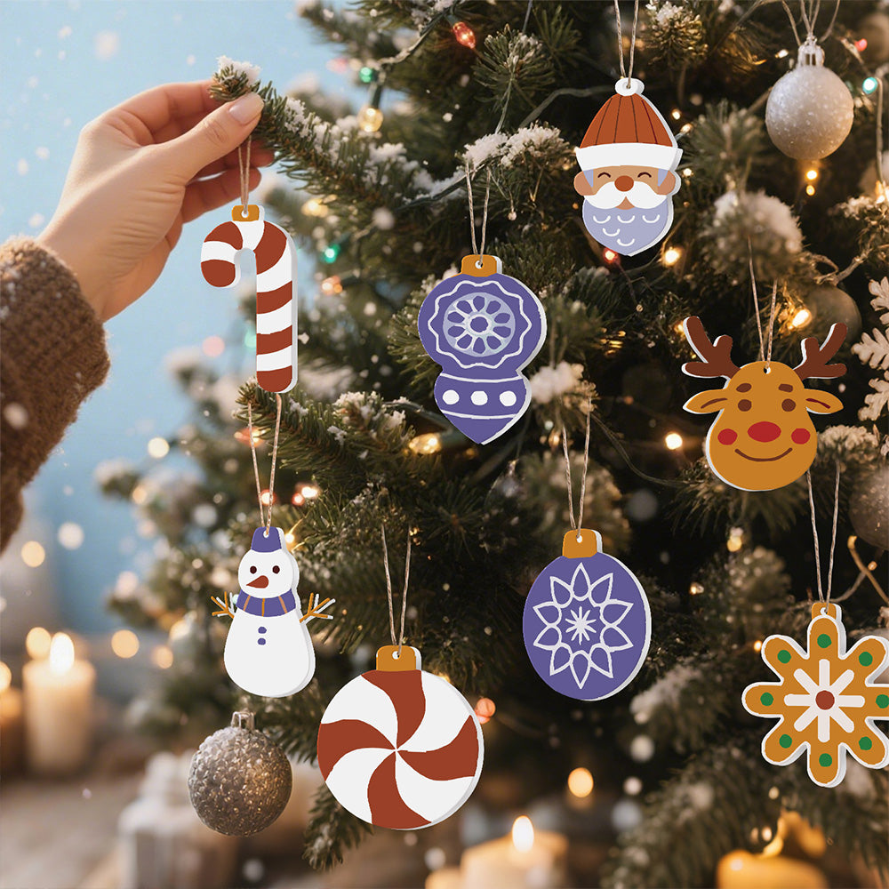8Pcs Christmas Ornament Paint by Numbers | Purple Decoration Set