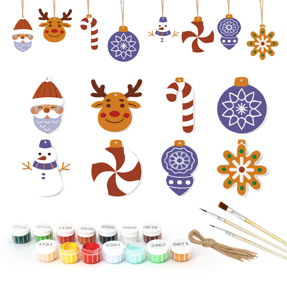8Pcs Christmas Ornament Paint by Numbers | Purple Decoration Set