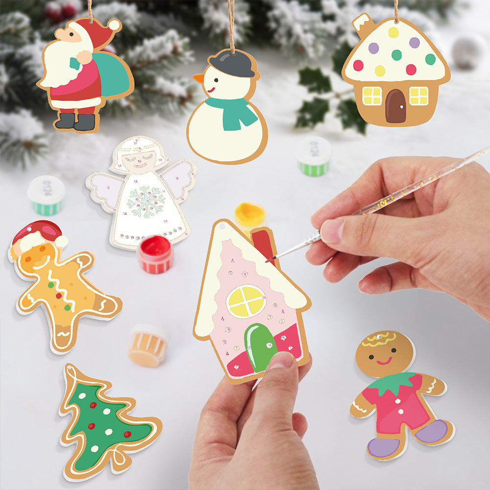 8Pcs Christmas Ornament Paint by Numbers | Santa Claus and Angel Set