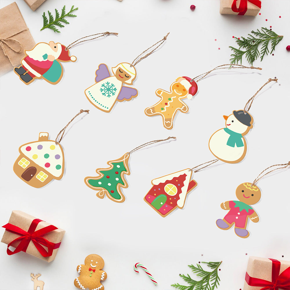 8Pcs Christmas Ornament Paint by Numbers | Santa Claus and Angel Set