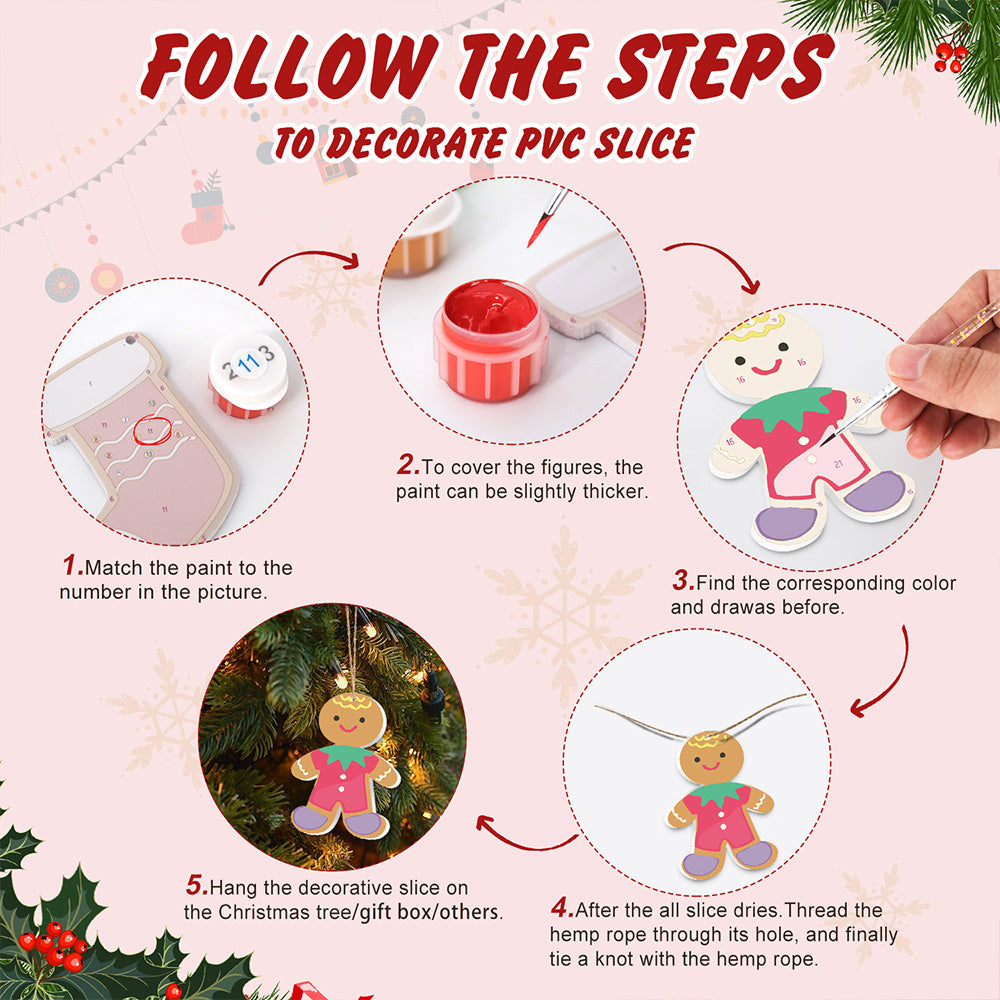 8Pcs Christmas Ornament Paint by Numbers | Santa Claus and Angel Set