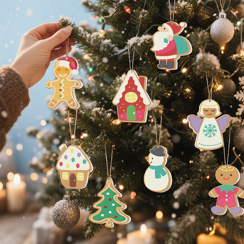 8Pcs Christmas Ornament Paint by Numbers | Santa Claus and Angel Set