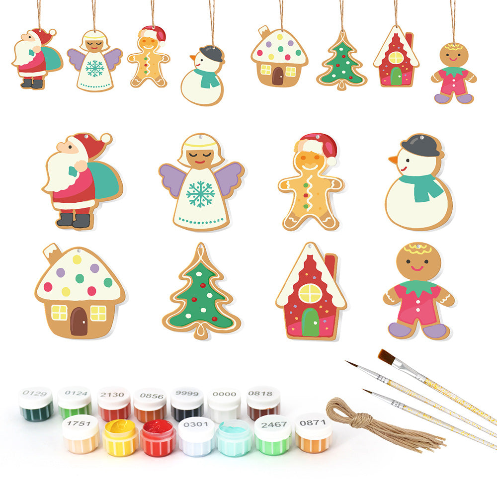 8Pcs Christmas Ornament Paint by Numbers | Santa Claus and Angel Set