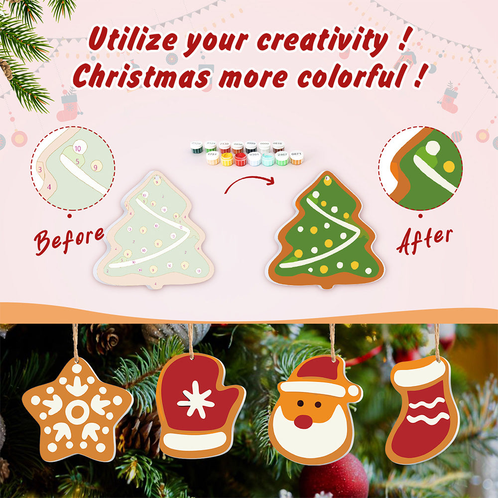 8Pcs Christmas Ornament Paint by Numbers | Snowman and Snowflakes Set