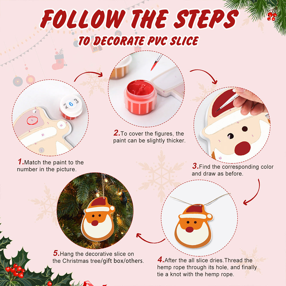 8Pcs Christmas Ornament Paint by Numbers | Snowman and Snowflakes Set