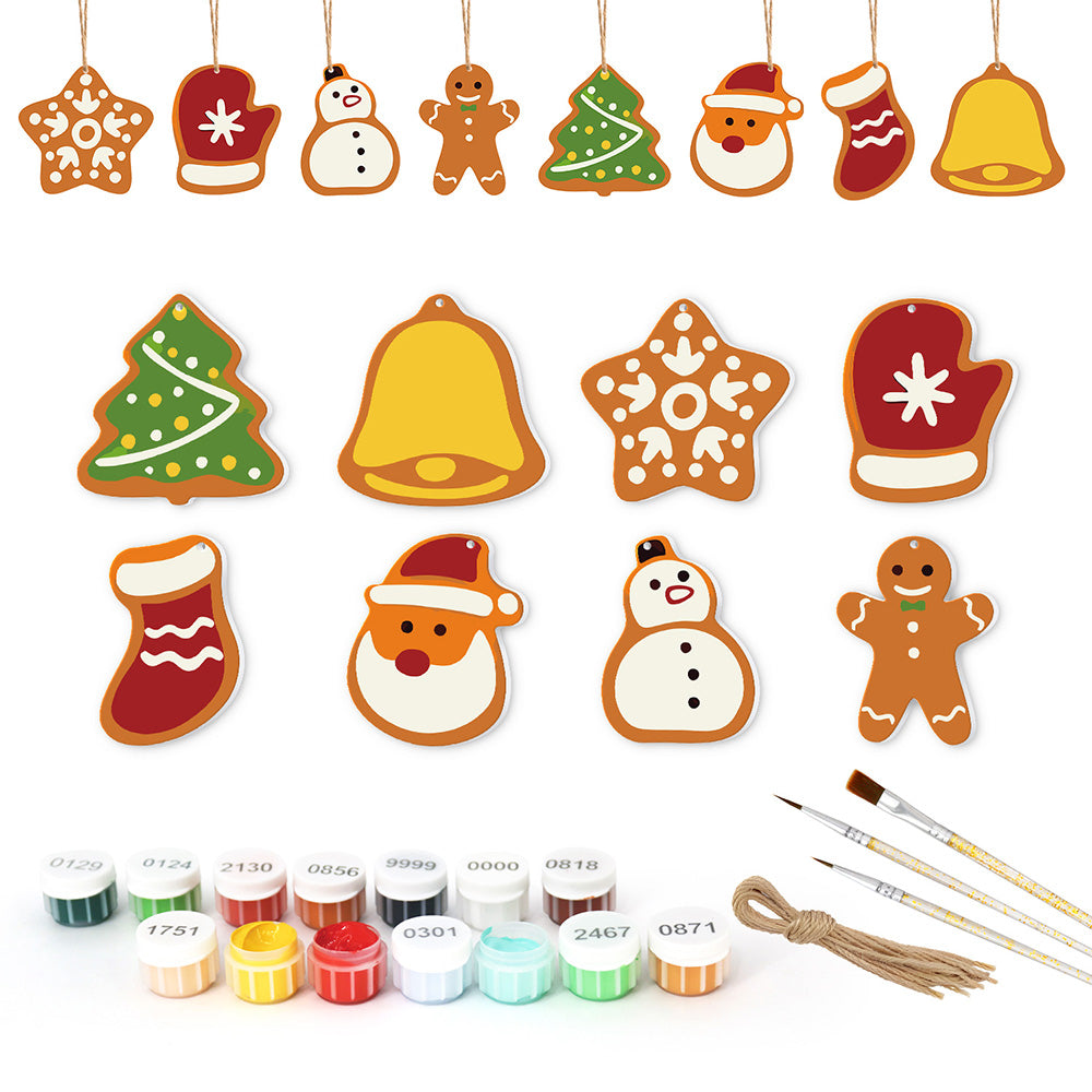 8Pcs Christmas Ornament Paint by Numbers | Snowman and Snowflakes Set