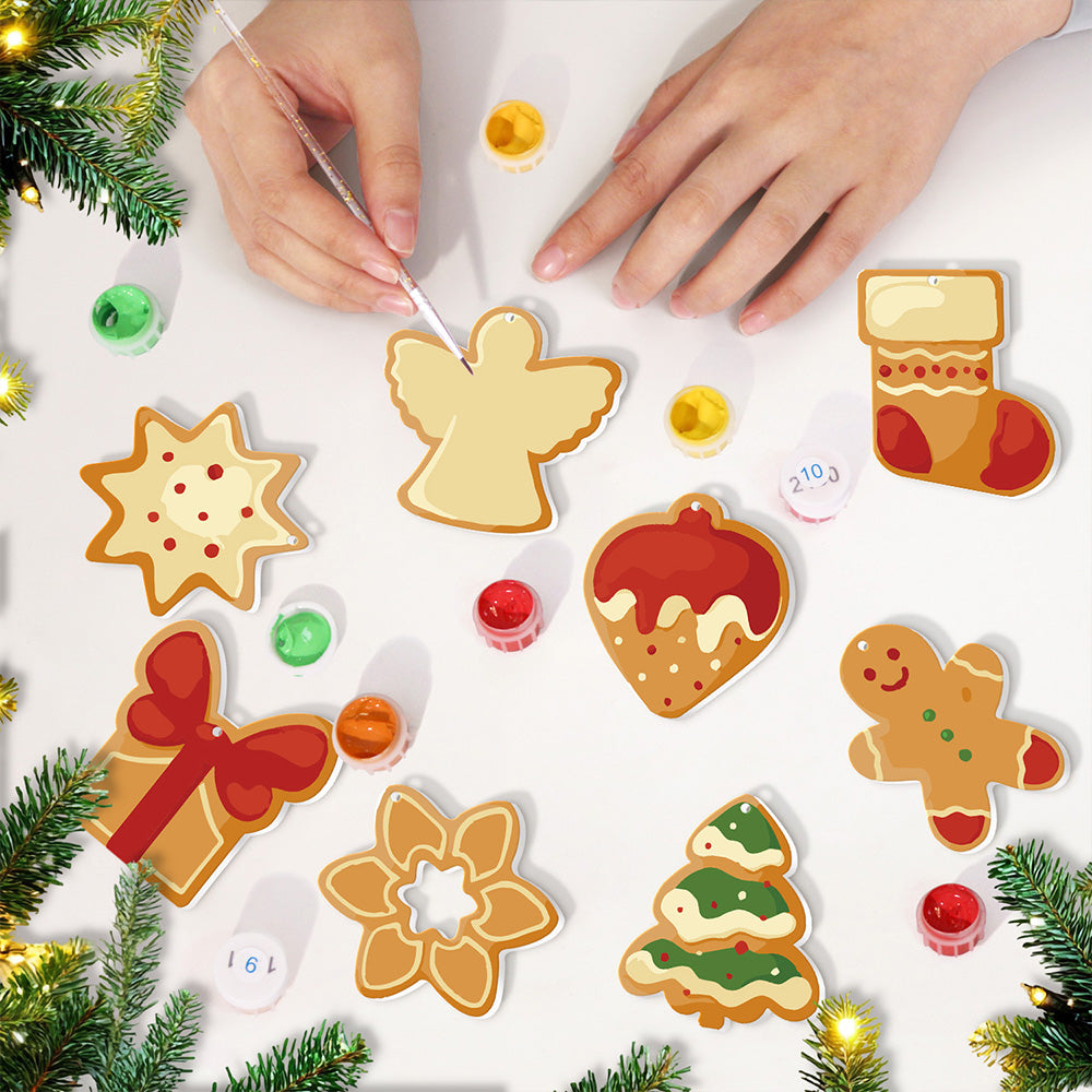 8Pcs Christmas Ornament Paint by Numbers | Strawberry Pie and Gingerbread Man Set
