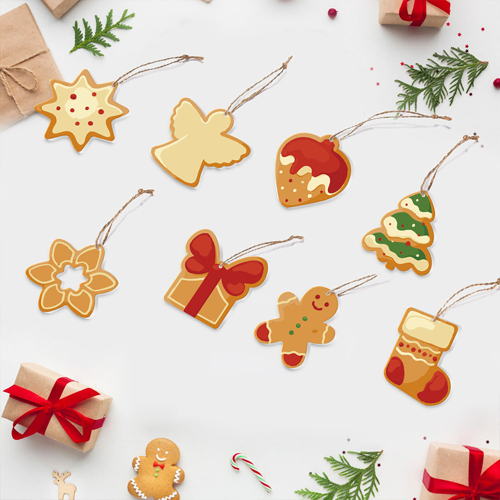 8Pcs Christmas Ornament Paint by Numbers | Strawberry Pie and Gingerbread Man Set