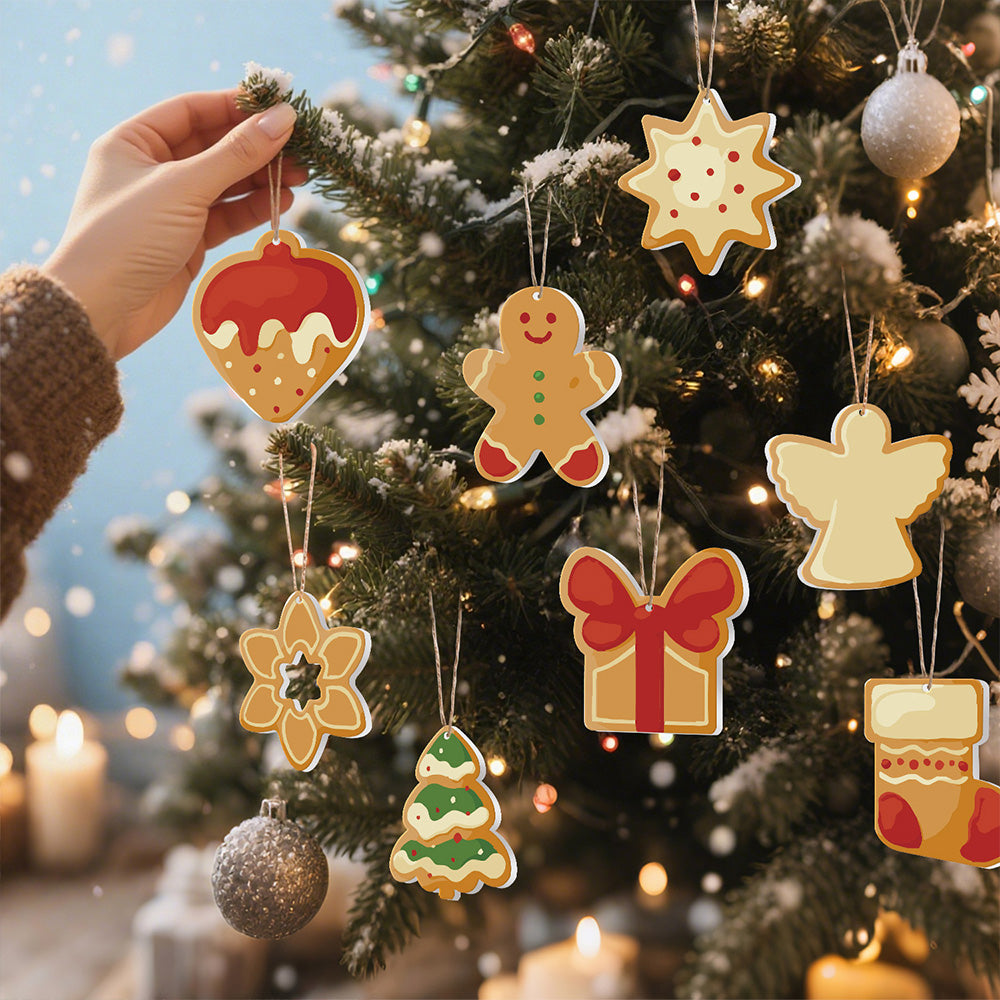 8Pcs Christmas Ornament Paint by Numbers | Strawberry Pie and Gingerbread Man Set