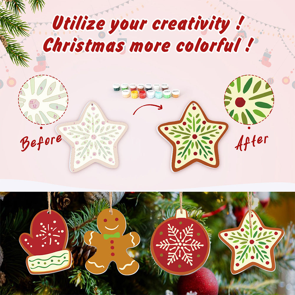 8Pcs Christmas Ornament Paint by Numbers | Winter Equipment Set