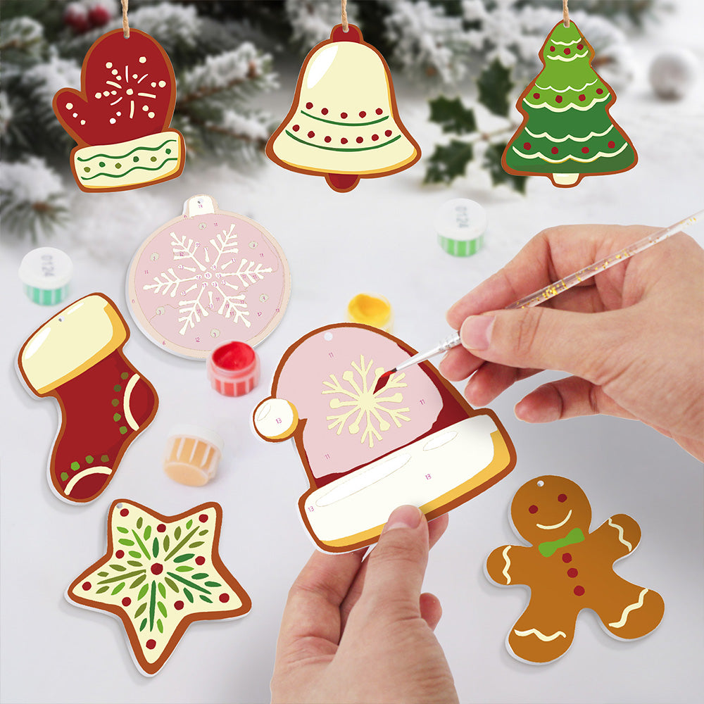8Pcs Christmas Ornament Paint by Numbers | Winter Equipment Set