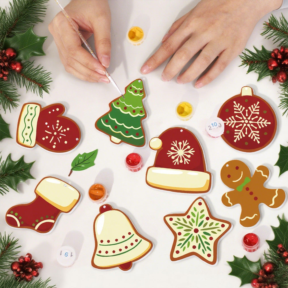 8Pcs Christmas Ornament Paint by Numbers | Winter Equipment Set