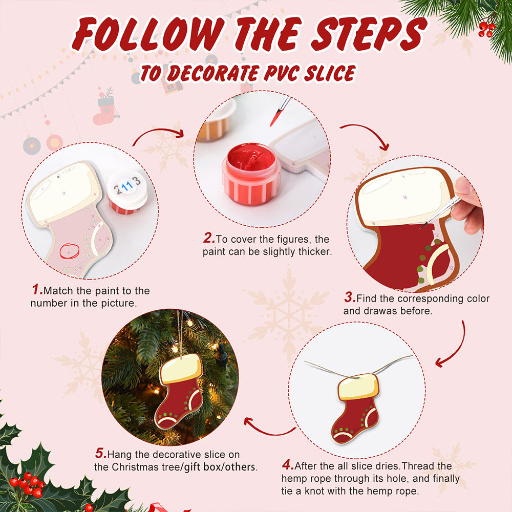 8Pcs Christmas Ornament Paint by Numbers | Winter Equipment Set