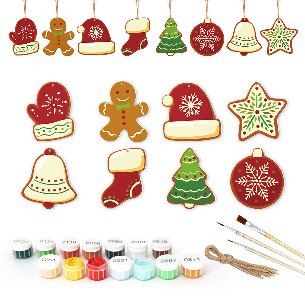 8Pcs Christmas Ornament Paint by Numbers | Winter Equipment Set