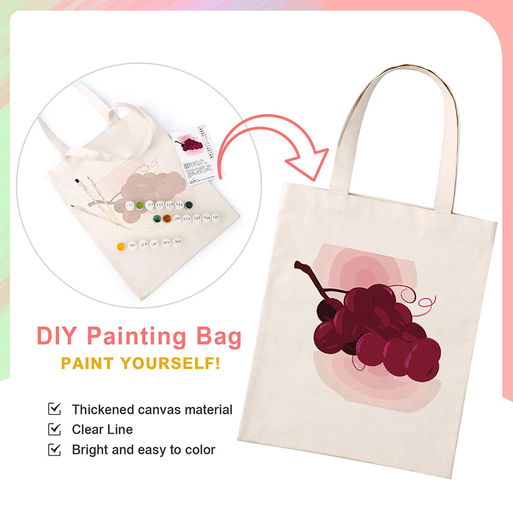 A Bunch of Ripe Grapes Canvas Tote Bag Paint by Numbers