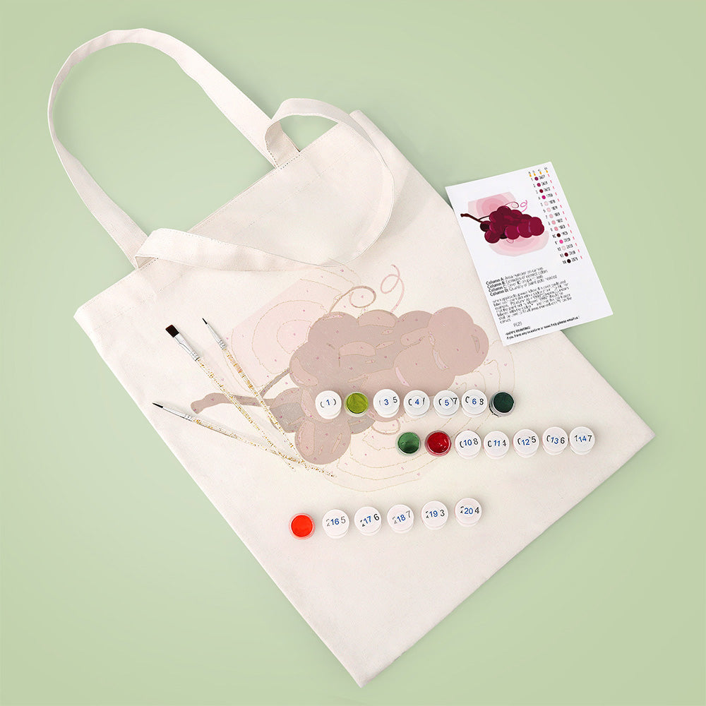 A Bunch of Ripe Grapes Canvas Tote Bag Paint by Numbers