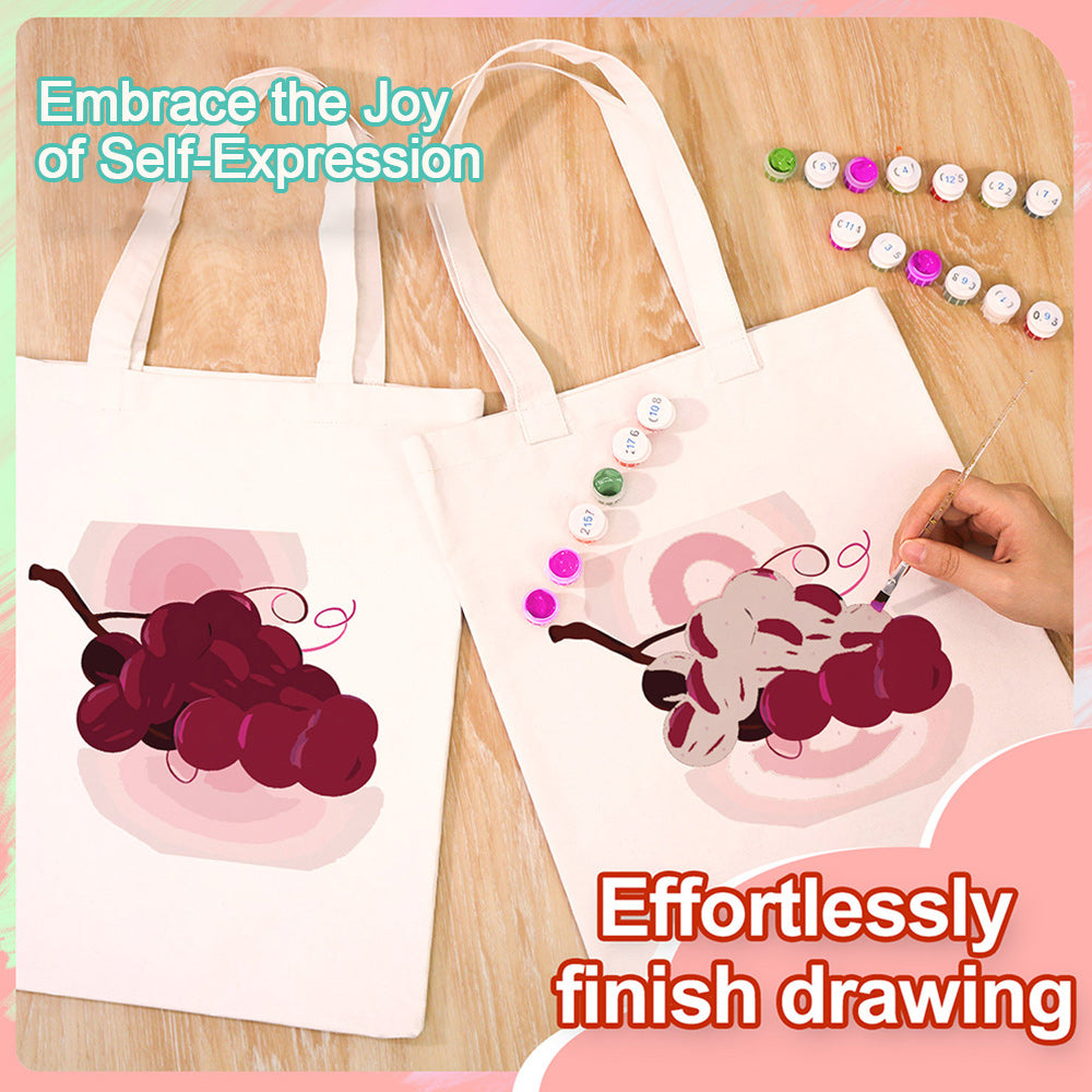 A Bunch of Ripe Grapes Canvas Tote Bag Paint by Numbers