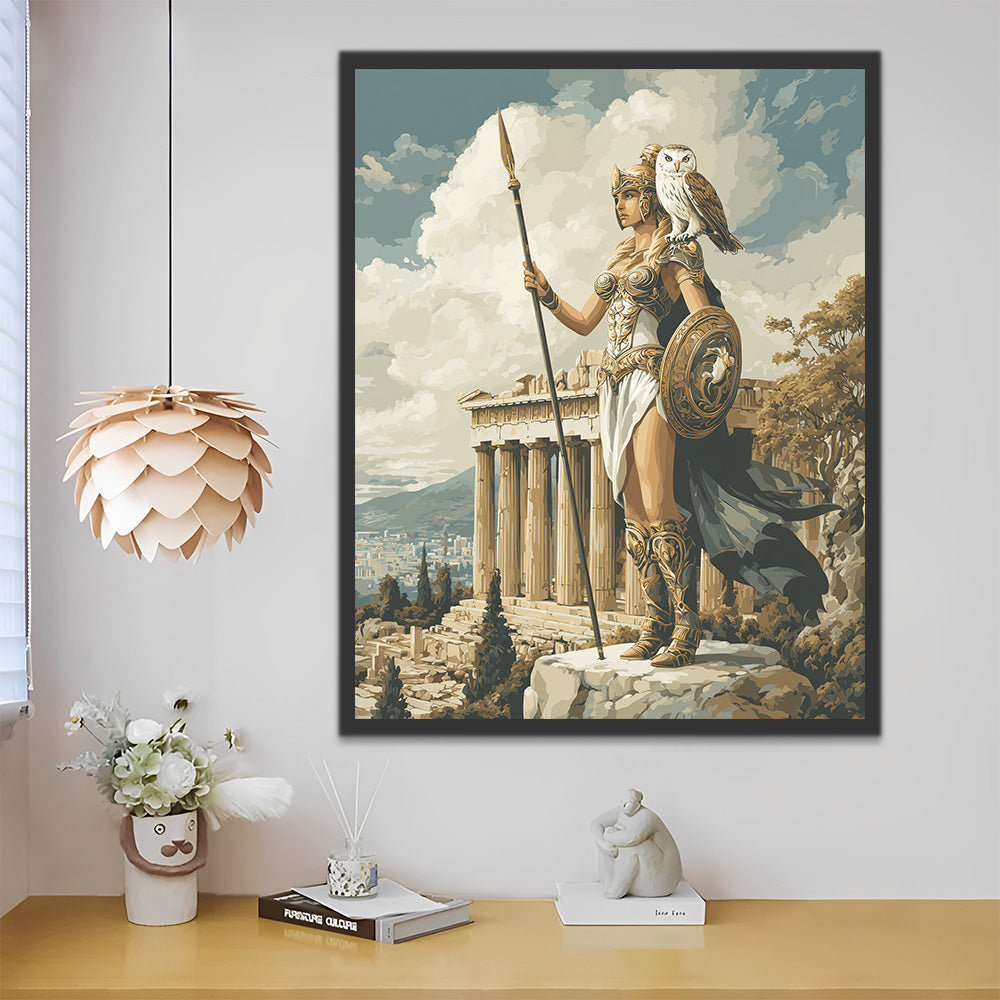 A Female Warrior Guarding the Parthenon Paint by Numbers