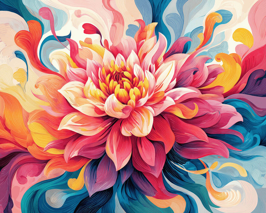 A Full Abstract Chrysanthemum Paint by Numbers