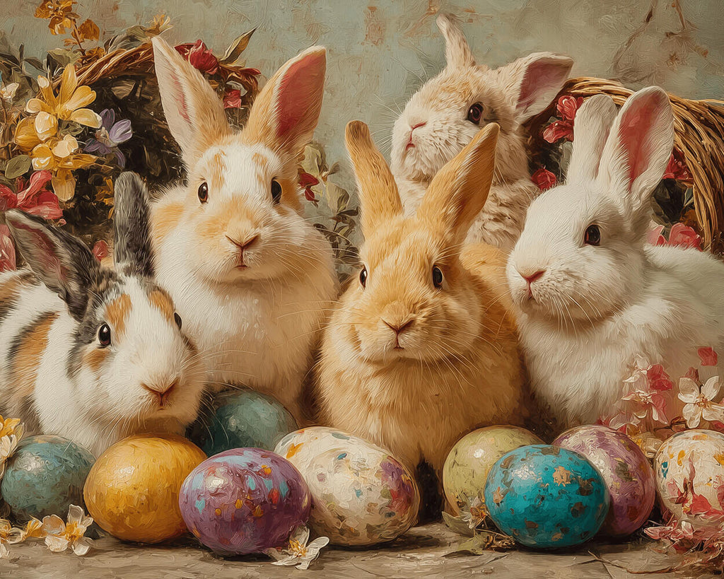 A Group of Rabbits and Easter Eggs Paint by Numbers