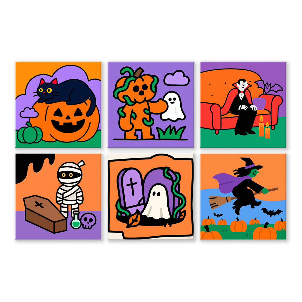 A Joyful Halloween 6 Pieces Mini Paint by Numbers